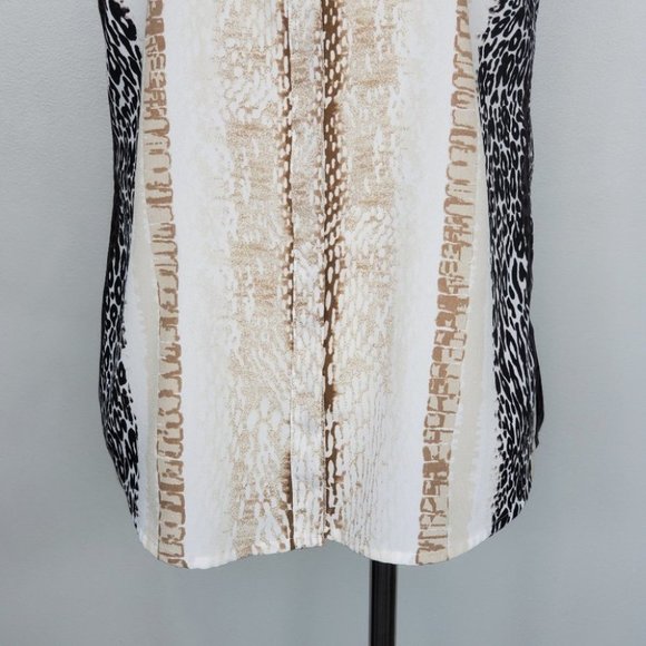 Apt. 9 Mixed Animal Print Career Button Up Sleeveless Top Blouse Size XSP - Picture 3 of 10